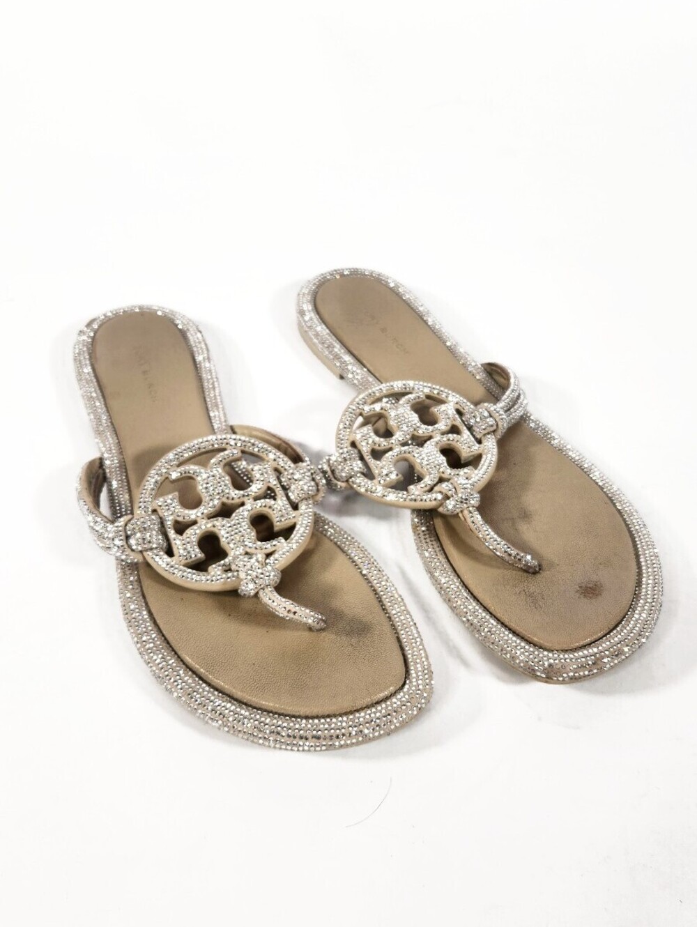 Tory Burch White Rhinestone Sandals Size 9
